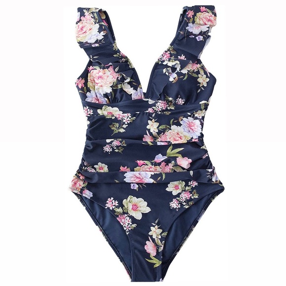 NEW โจ Women's V Neck One Piece Swimsuit Ruffled Lace Up Monokini โจ - Picture 4 of 4